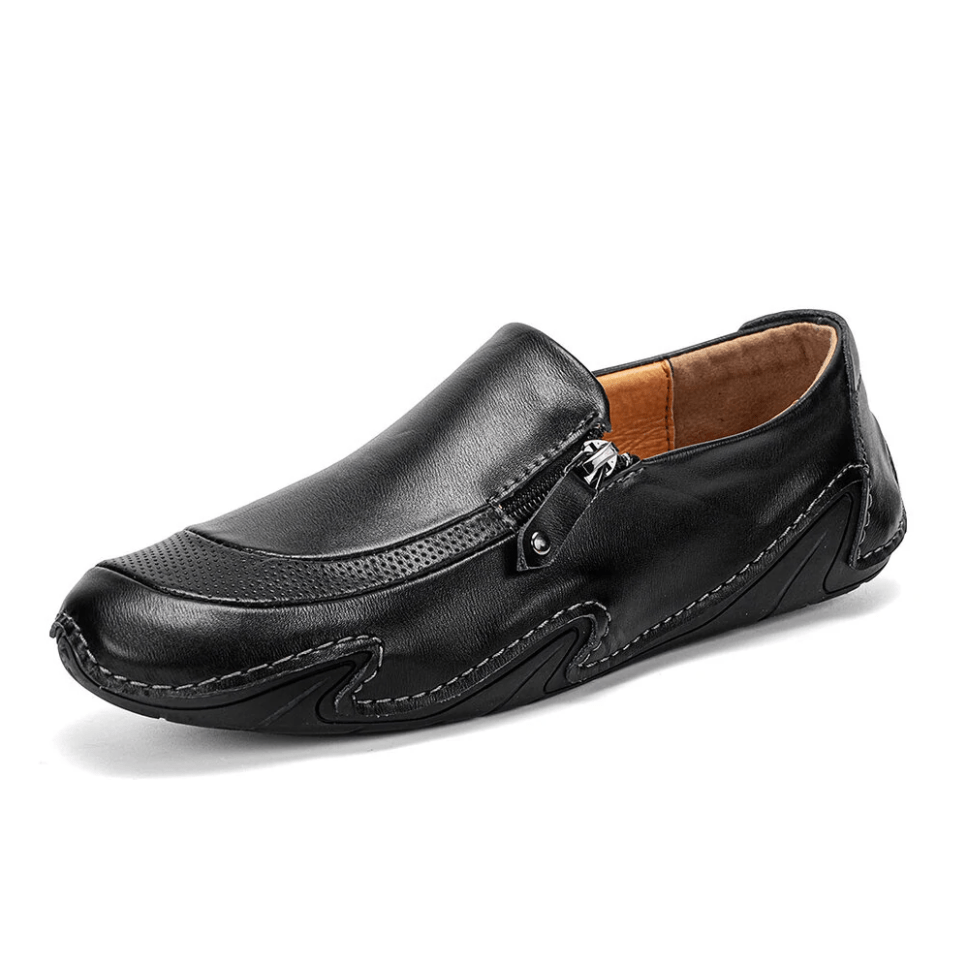 🔥Hot Sale🎁Mens Non Slip Comfy Soft Sole Casual Zipper Leather Loafers