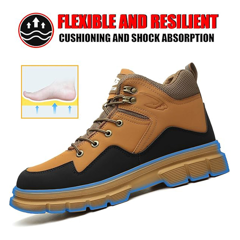 (⏰Limited Time Sale 70% OFF) Men's Steel Toe Work Safety Boots - Waterproof, Slip-resistant, Puncture-resistant, Smash-resistant - Orthopedic, Arch support, Wide toe, Ankle support