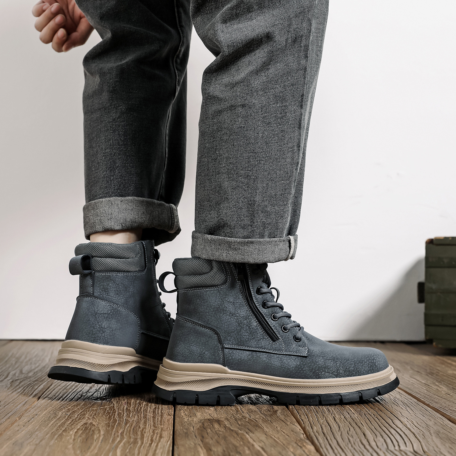 (⏰Limited Time Sale 70% OFF)Men's Steel Toe Boots - Waterproof, Slip-resistant, Puncture-resistant, Scratch-proof and Smash-proof; Orthopedic Arch Support Ankle Support Wide Toe - Ideal for Hiking, Ranch Construction and Warehouses