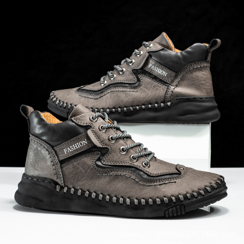 Men's Comfortable Leather Handmade Stitched Ankle Boots