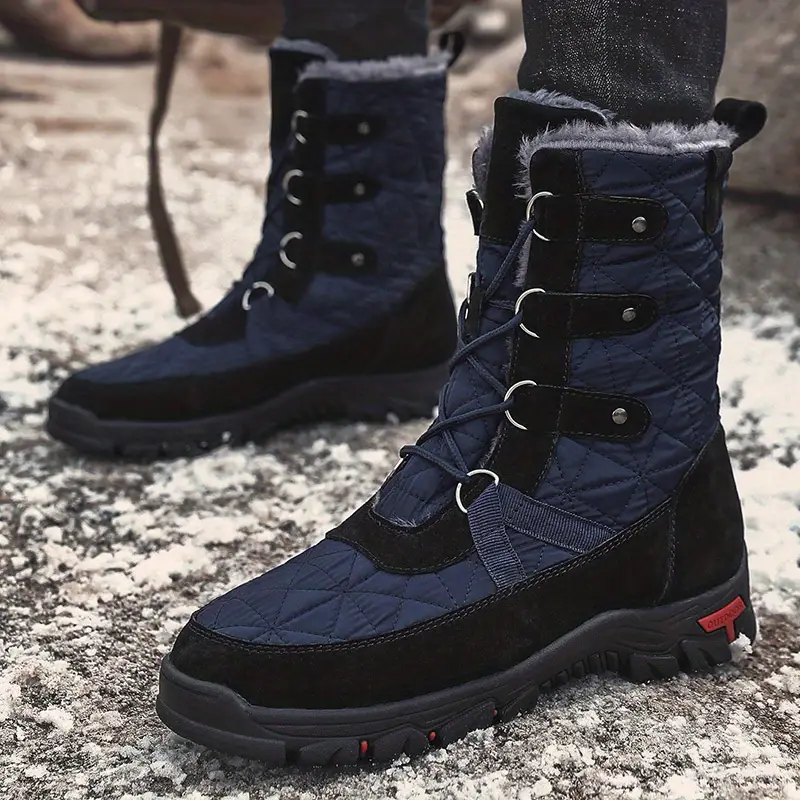 mens mid calf snow boots thermal winter shoes boots casual walking shoes details 2