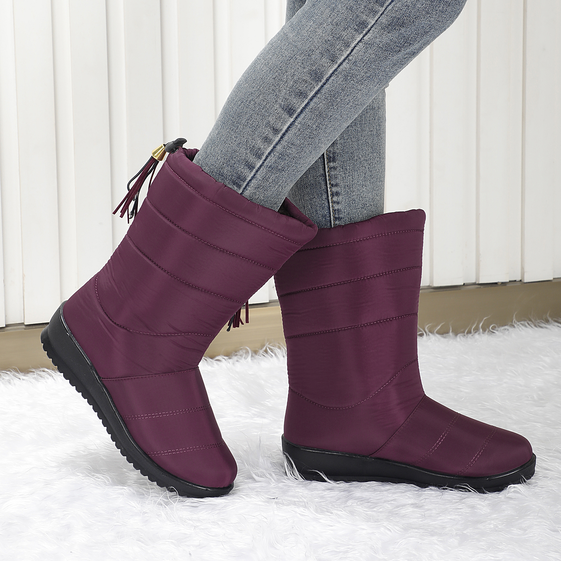 Women's Fringed Waterproof Snow Boots