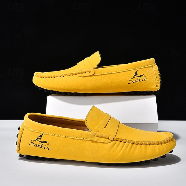 Men's Yellow Loafers Lightweight Slip-On Driving Moccasins Casual Fashion Shoes for Summer Travel, Beach Outings, Parties and Everyday Style