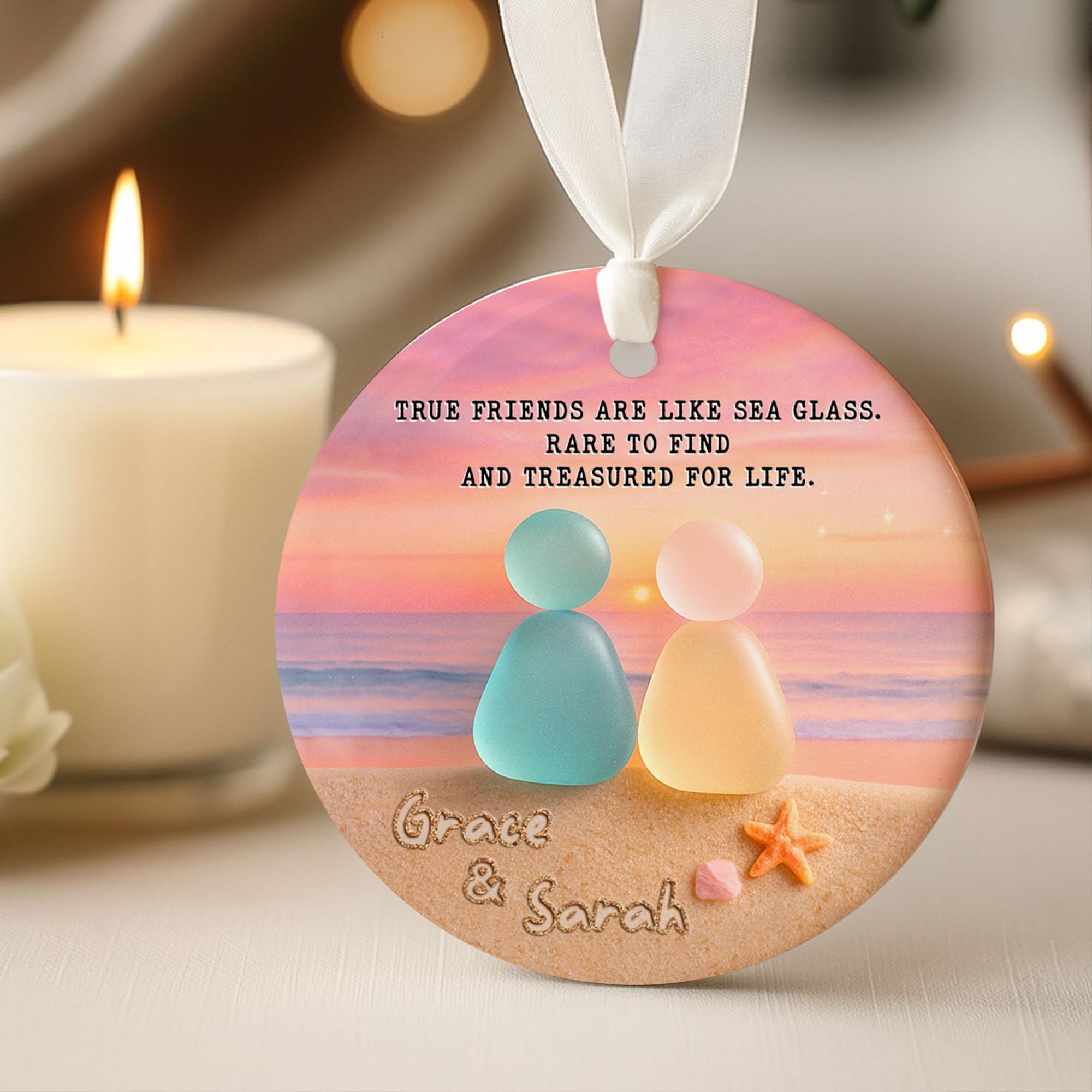 🌈Colorful Heart Sea Glass Friendship Ornament💕
