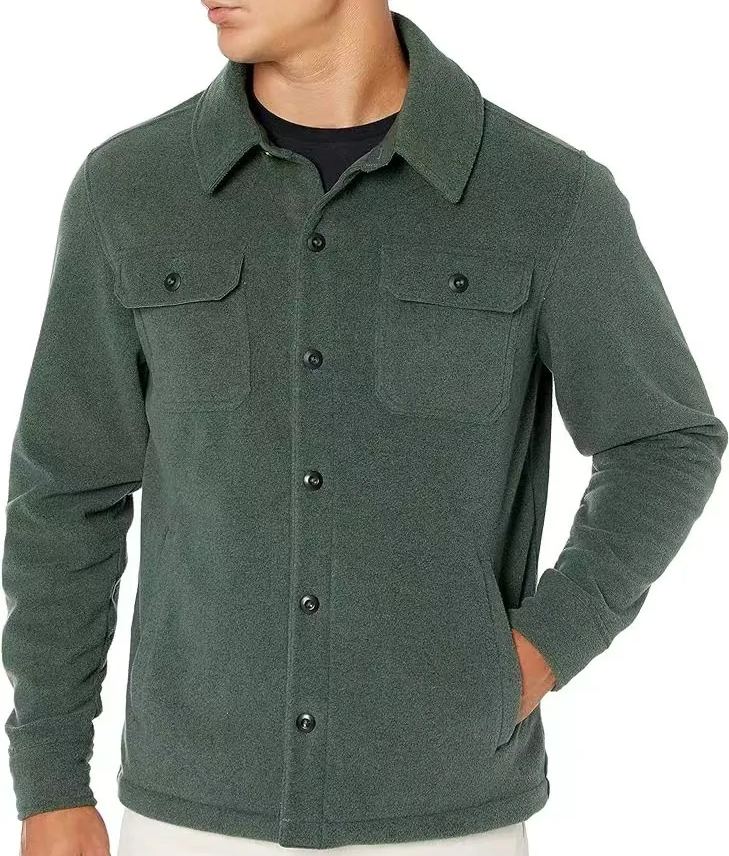 Men's Casual Thickened Long Sleeve Wool Felt Pocket Jacket