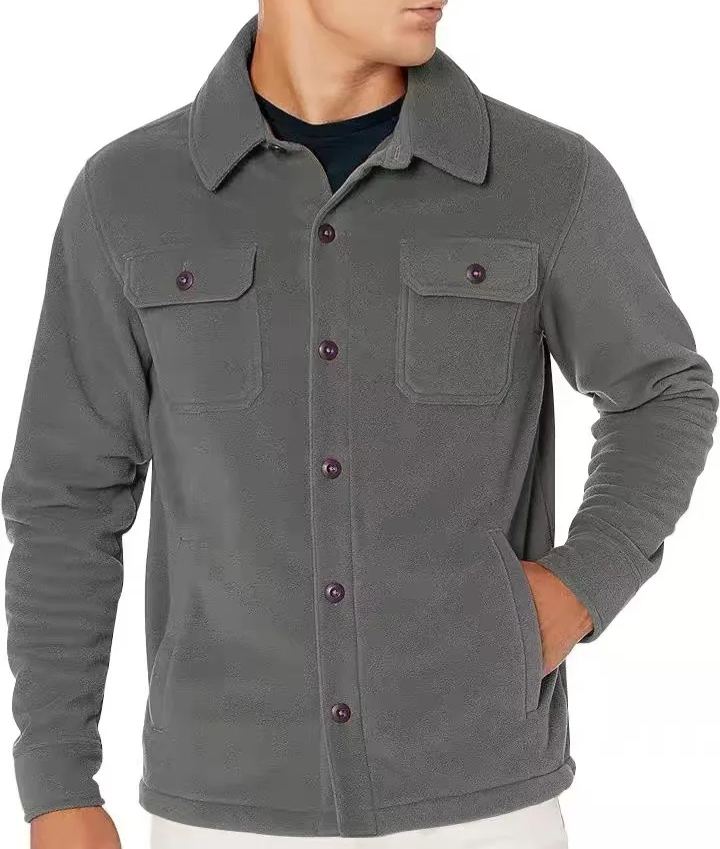 Men's Casual Thickened Long Sleeve Wool Felt Pocket Jacket