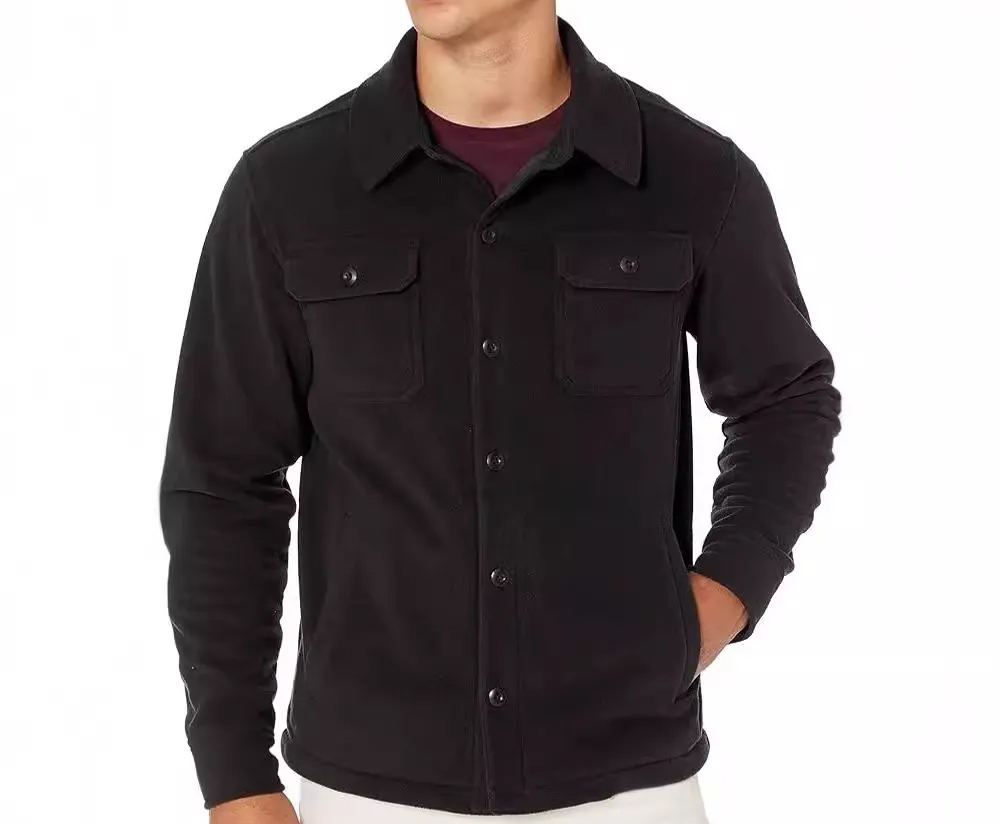 Men's Casual Thickened Long Sleeve Wool Felt Pocket Jacket