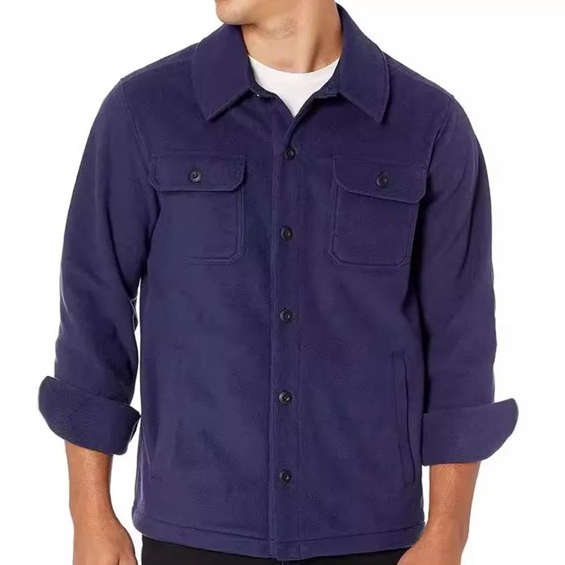 Men's Casual Thickened Long Sleeve Wool Felt Pocket Jacket