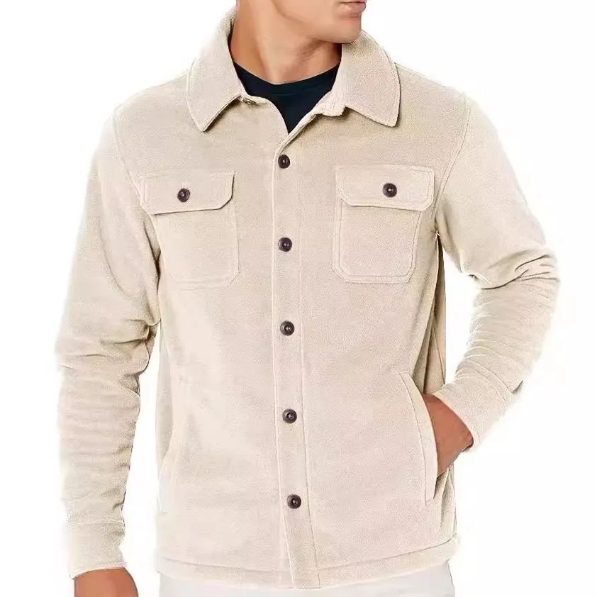 Men's Casual Thickened Long Sleeve Wool Felt Pocket Jacket