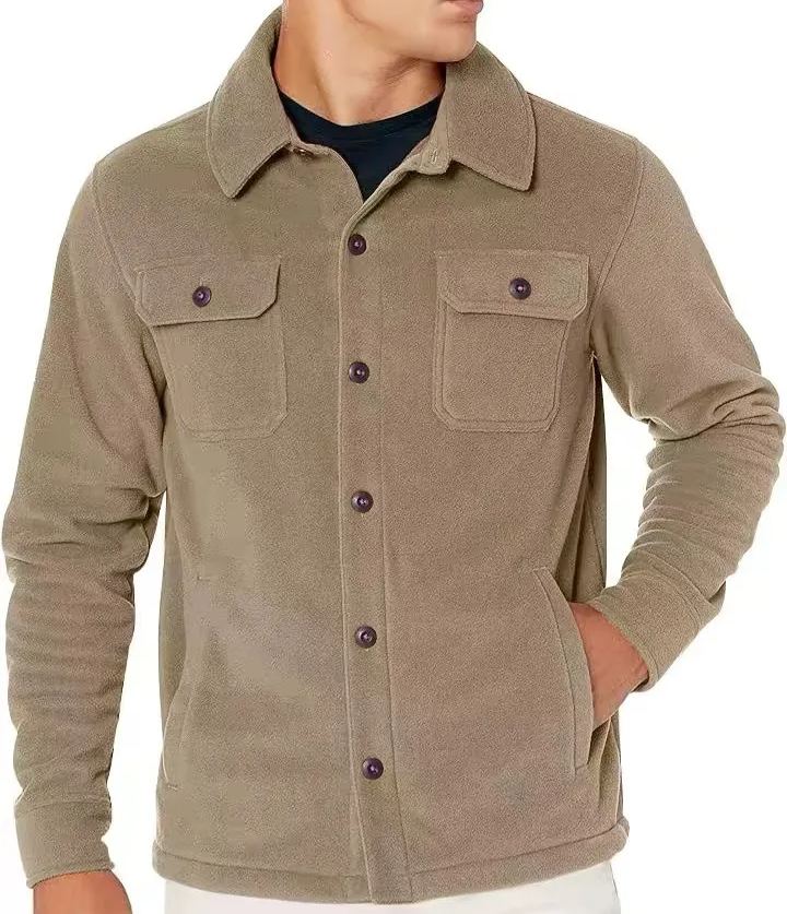 Men's Casual Thickened Long Sleeve Wool Felt Pocket Jacket