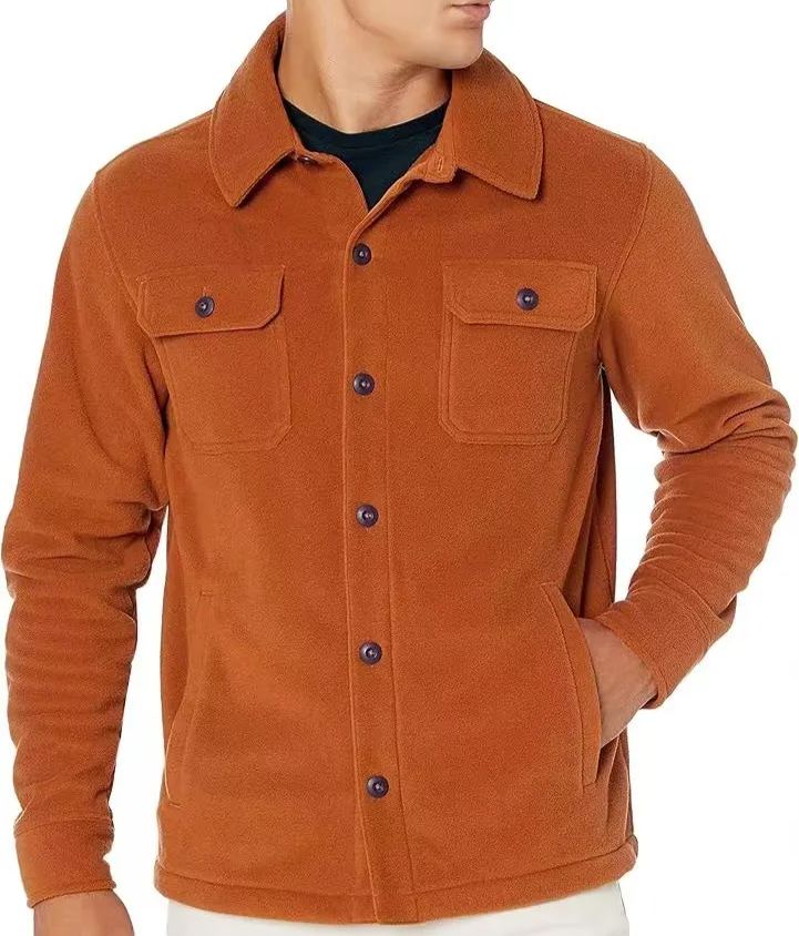 Men's Casual Thickened Long Sleeve Wool Felt Pocket Jacket