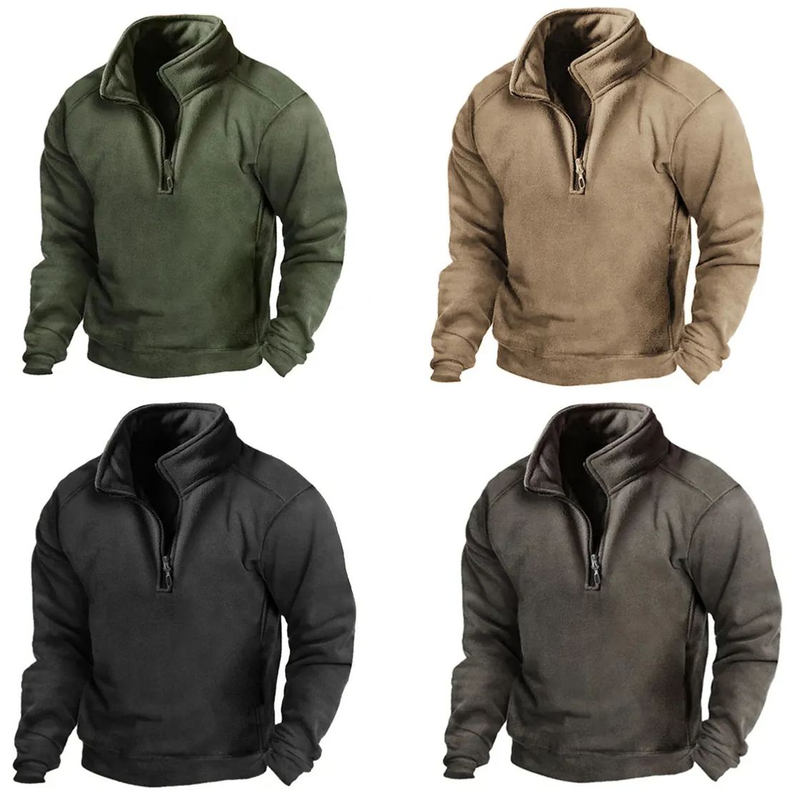 Men's V-neck Fleece Warm Tactical Pullover Sweatshirt