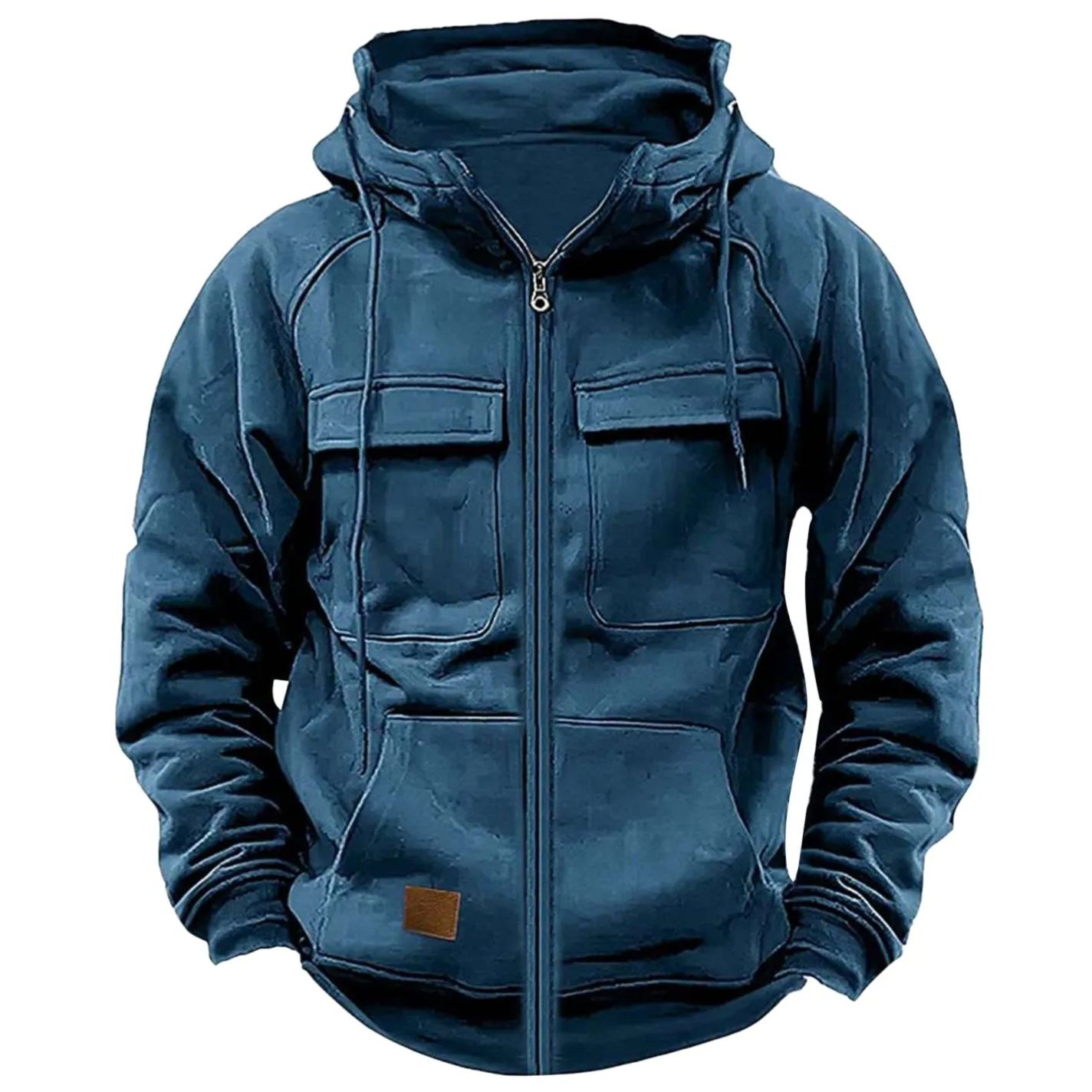 Last Day 70% Off - Men's Loose Fit Zippered Multi-Pocket Hooded Sweatshirt Jacket