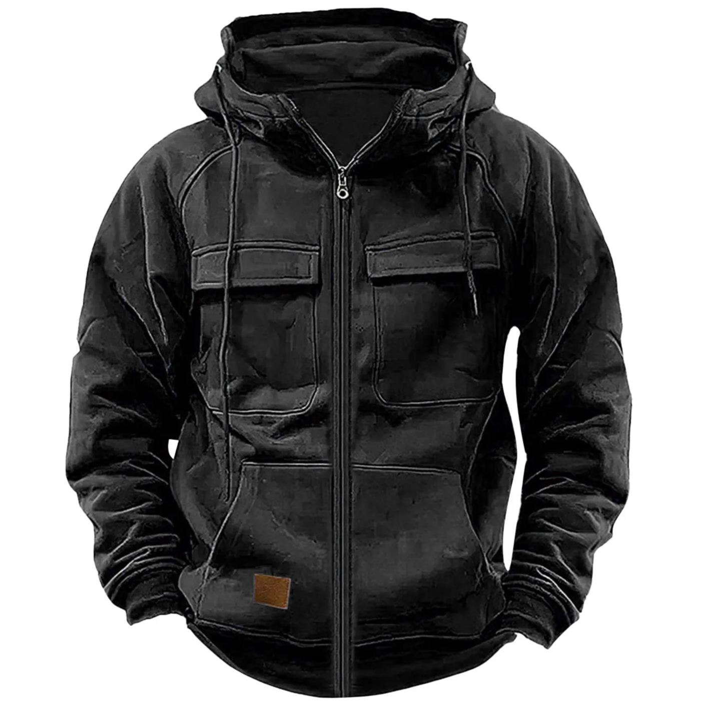 Last Day 70% Off - Men's Loose Fit Zippered Multi-Pocket Hooded Sweatshirt Jacket
