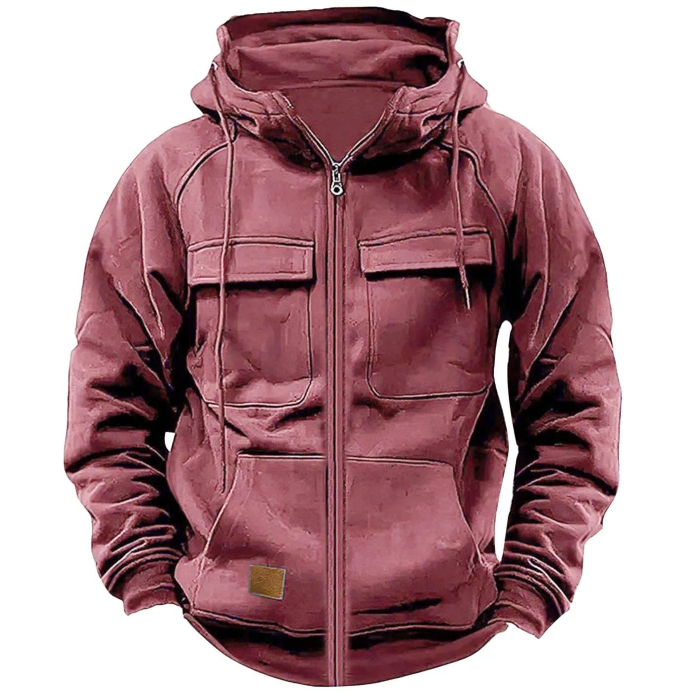 Last Day 70% Off - Men's Loose Fit Zippered Multi-Pocket Hooded Sweatshirt Jacket