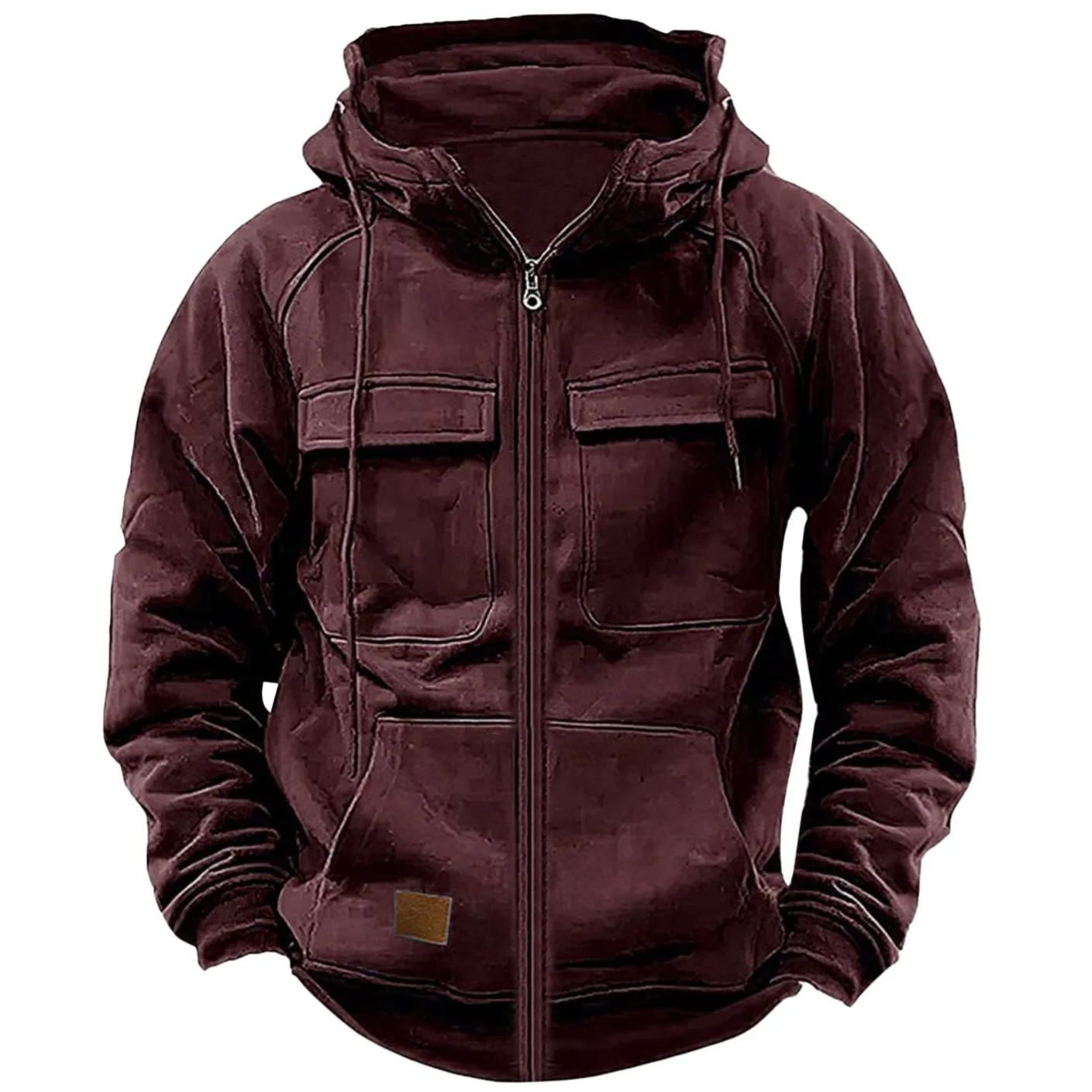 Last Day 70% Off - Men's Loose Fit Zippered Multi-Pocket Hooded Sweatshirt Jacket