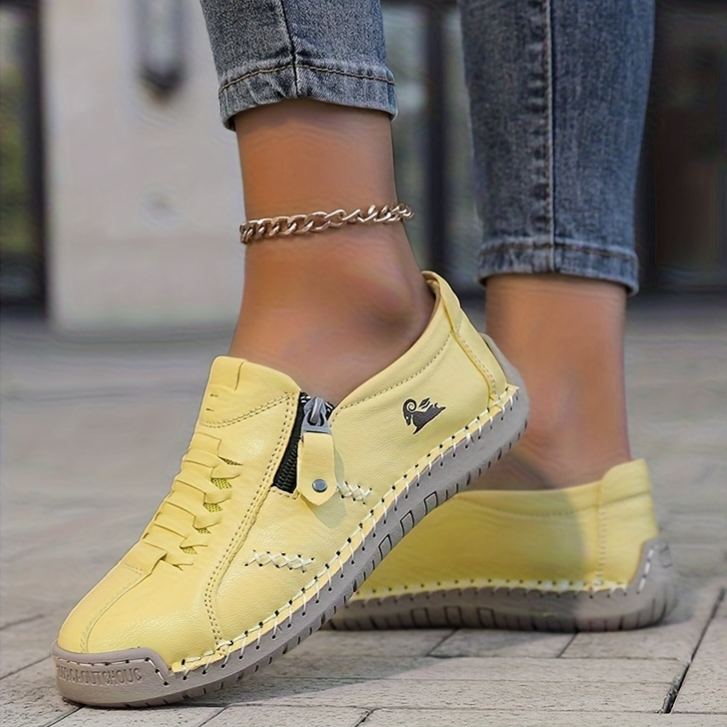 ⏰Limited Time 60% OFF - Women's Premium Cowhide Slip-On Driving Shoes with Side Zipper