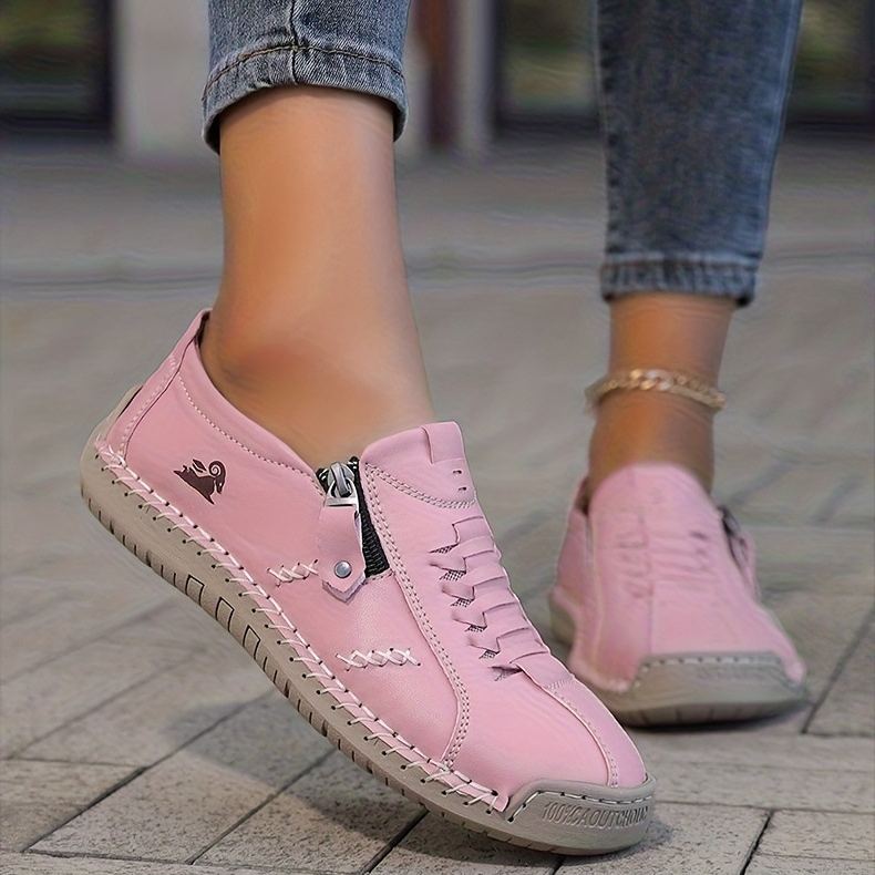 ⏰Limited Time 60% OFF - Women's Premium Cowhide Slip-On Driving Shoes with Side Zipper