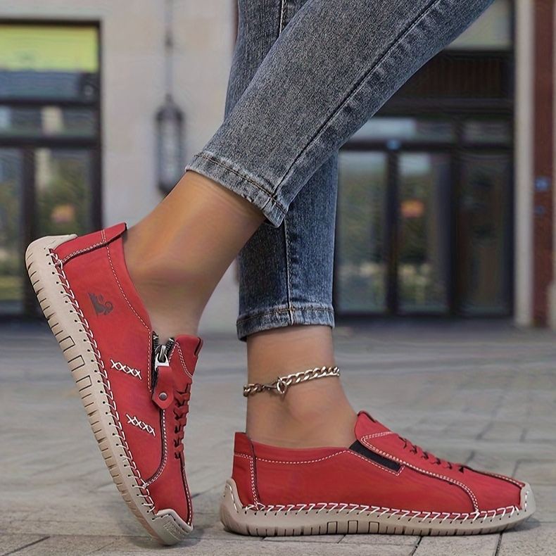 ⏰Limited Time 60% OFF - Women's Premium Cowhide Slip-On Driving Shoes with Side Zipper