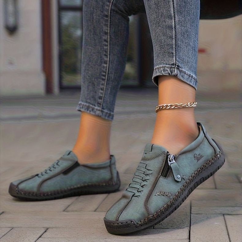 ⏰Limited Time 60% OFF - Women's Premium Cowhide Slip-On Driving Shoes with Side Zipper