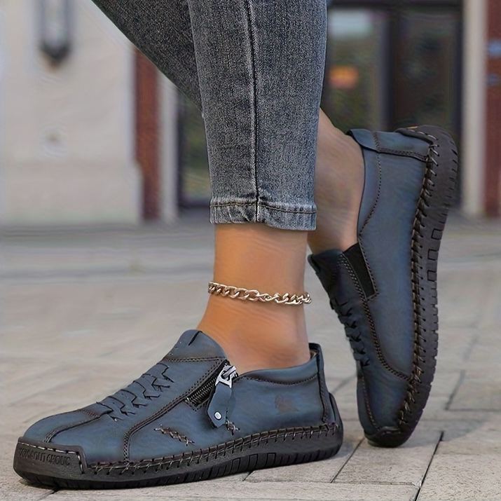 ⏰Limited Time 60% OFF - Women's Premium Cowhide Slip-On Driving Shoes with Side Zipper