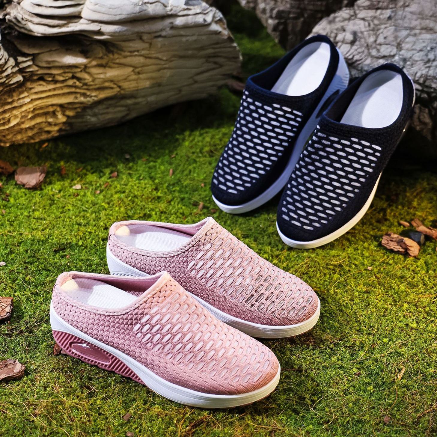 New Arrival✨Women's Air Cushioned Sole Slip-on Orthopedic Mesh Walking Slippers