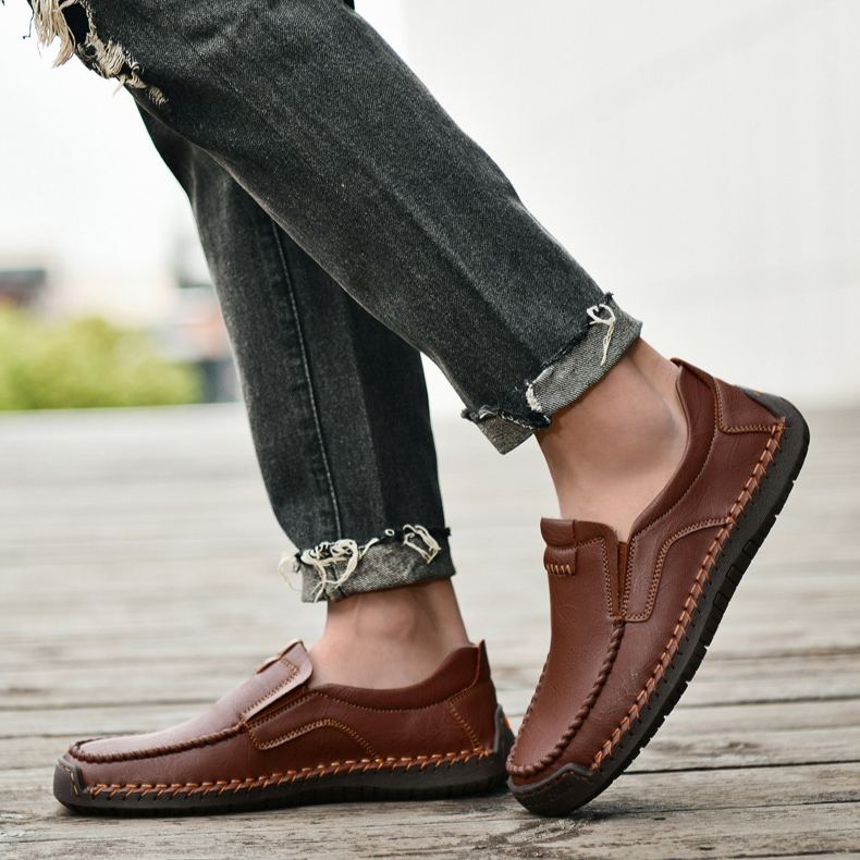 Last Day 70% OFF🔥Men's Genuine Calfskin Casual Slip-On Flat Leather Cross-Border Loafers