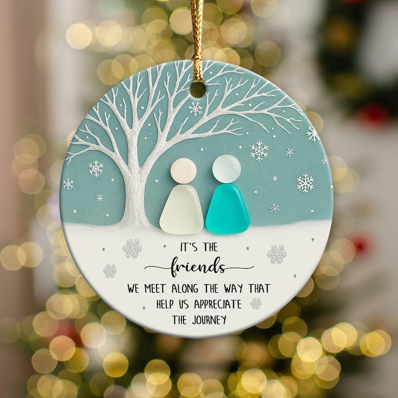 Friends We Meet Along the Way Sea Glass Ornament