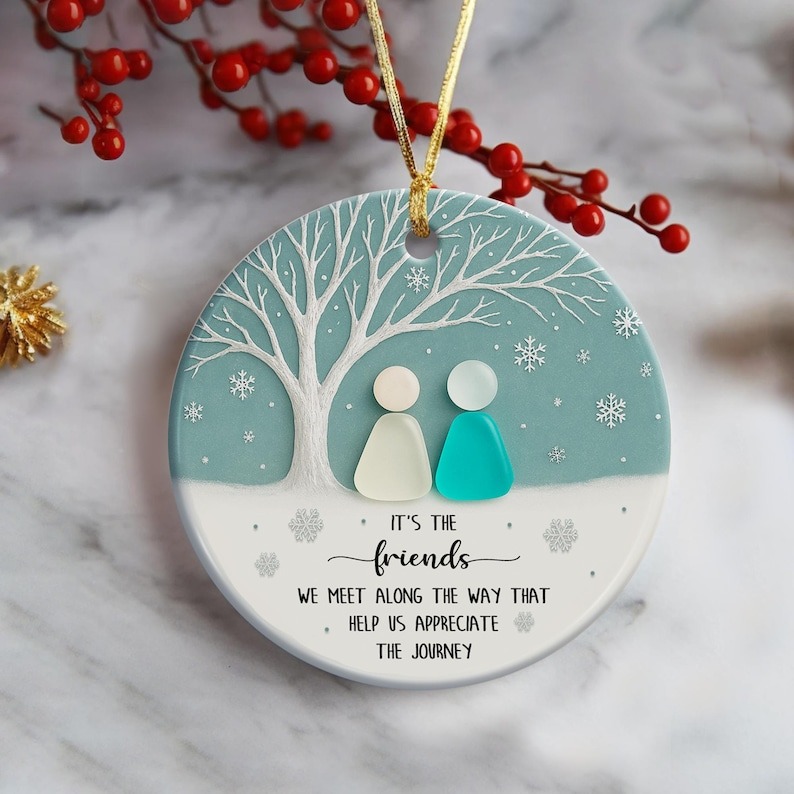 Friends We Meet Along the Way Sea Glass Ornament