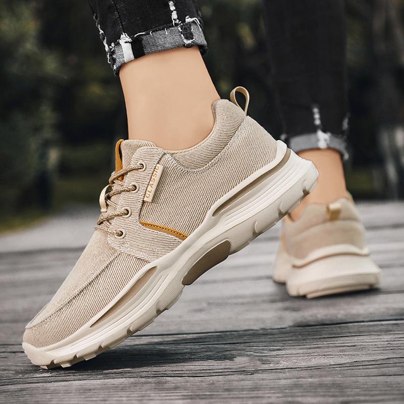 Canvas platform wide feet lace-up casual shoes