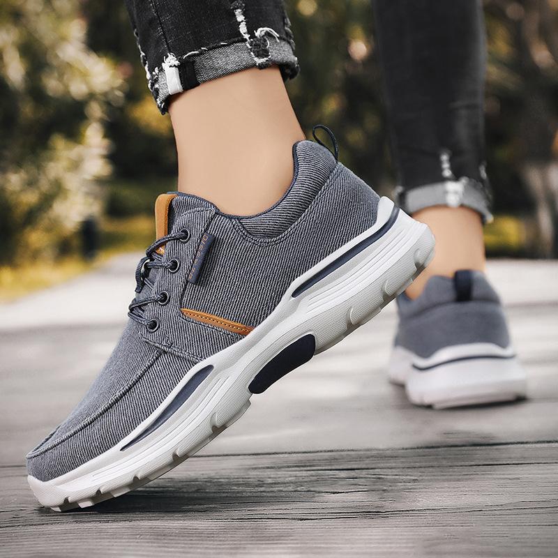 Canvas platform wide feet lace-up casual shoes