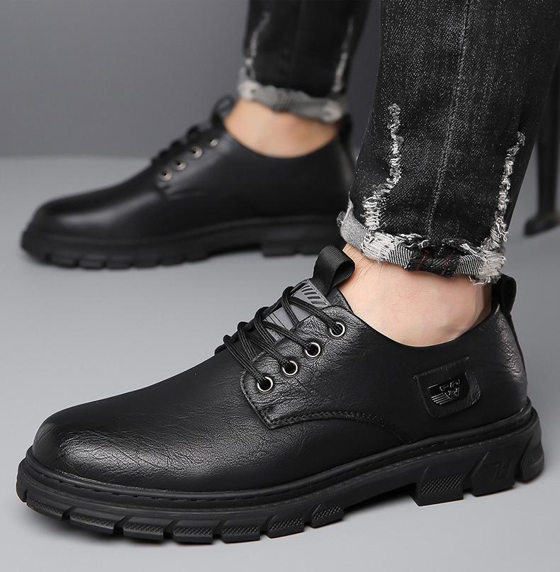 Men's leather shoes business formal casual low top short boots