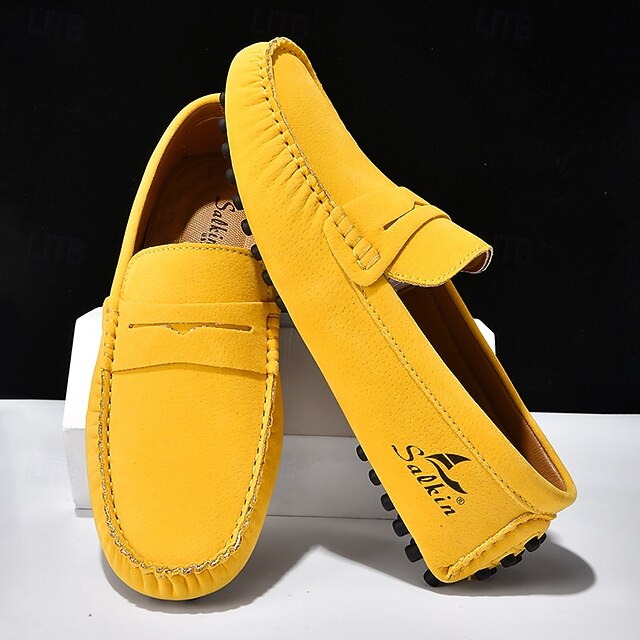 Men's Yellow Loafers Lightweight Slip-On Driving Moccasins Casual Fashion Shoes for Summer Travel, Beach Outings, Parties and Everyday Style