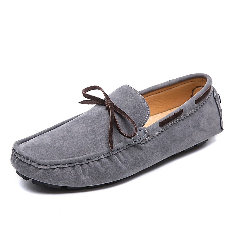 Low Shoes for Men Vegan Leather Deck Shoes Stitching Suede Rubber Sole Non-Slip Comfortable Lightweight Classic Slip On Outdoor