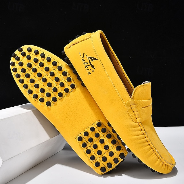 Men's Yellow Loafers Lightweight Slip-On Driving Moccasins Casual Fashion Shoes for Summer Travel, Beach Outings, Parties and Everyday Style