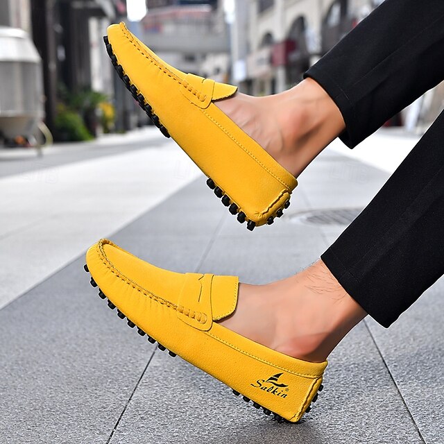 Men's Yellow Loafers Lightweight Slip-On Driving Moccasins Casual Fashion Shoes for Summer Travel, Beach Outings, Parties and Everyday Style