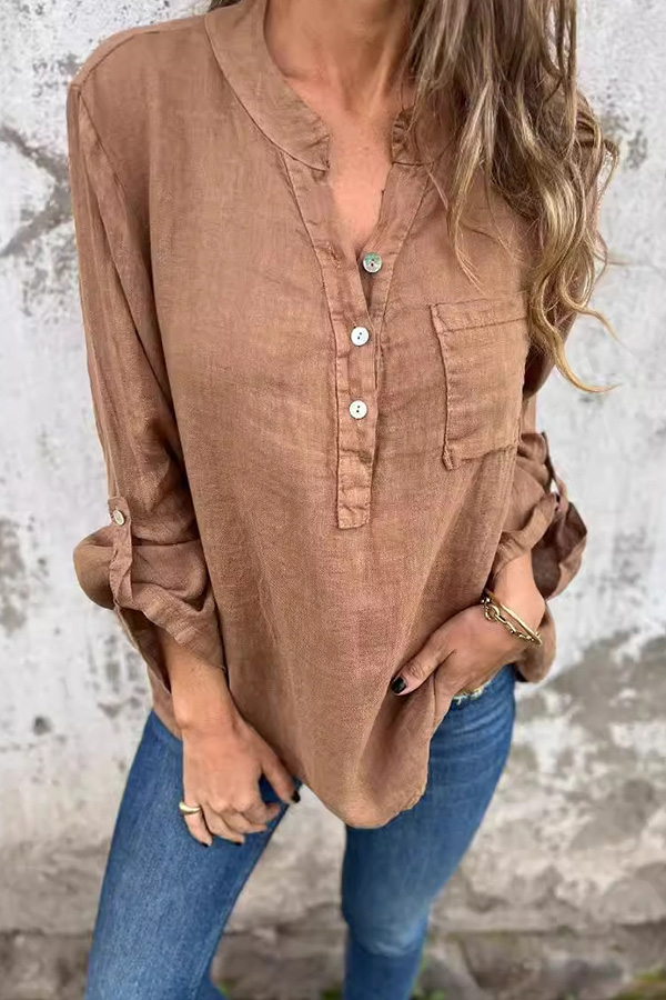 Lace Decor Plain Stylish Long Sleeve Loose Type Women Shirt