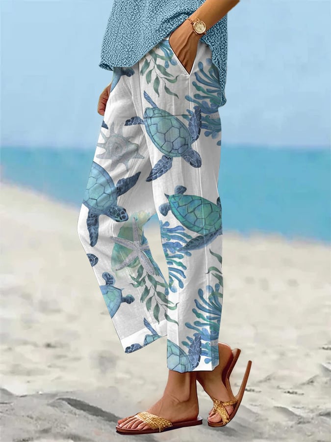 Women's Beach Vacation Loose Casual Pants (With Pockets)