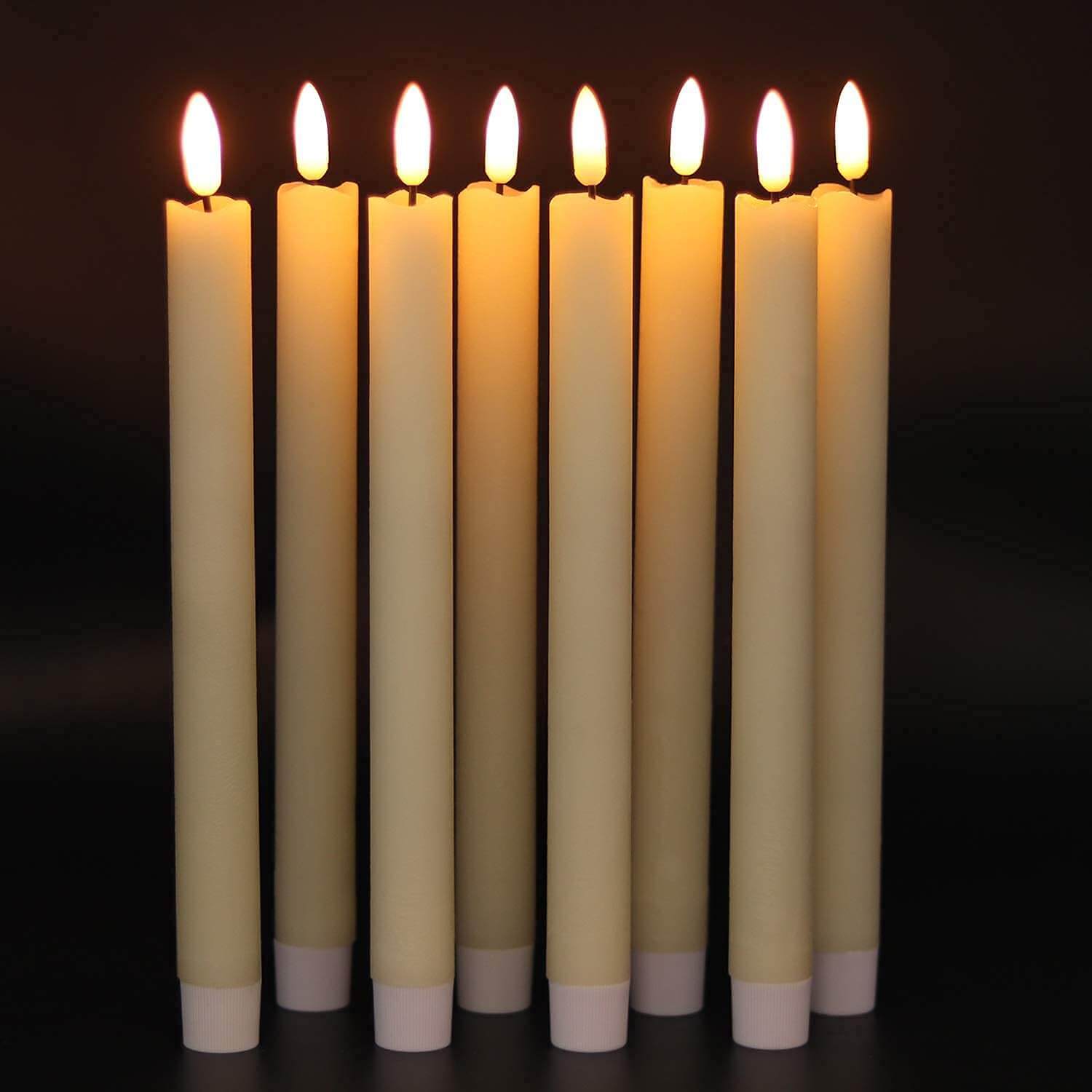 9.8" Halloween Christmas Flameless Ivory Taper Candles (6 PCS)