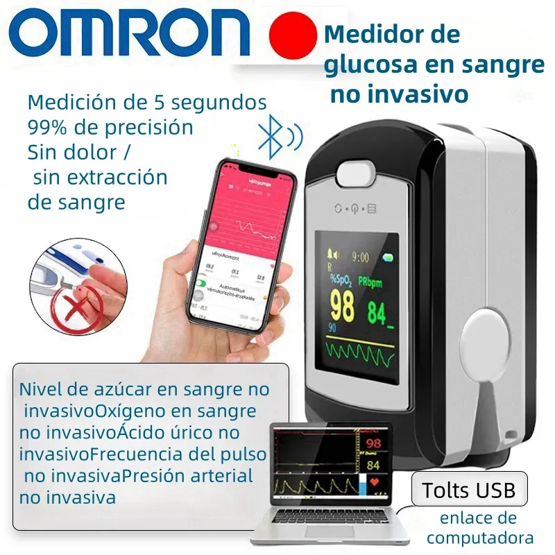 Medidor de glucosa en sangre no invasivo Omron (medición en 5 segundos/99 % de precisión)