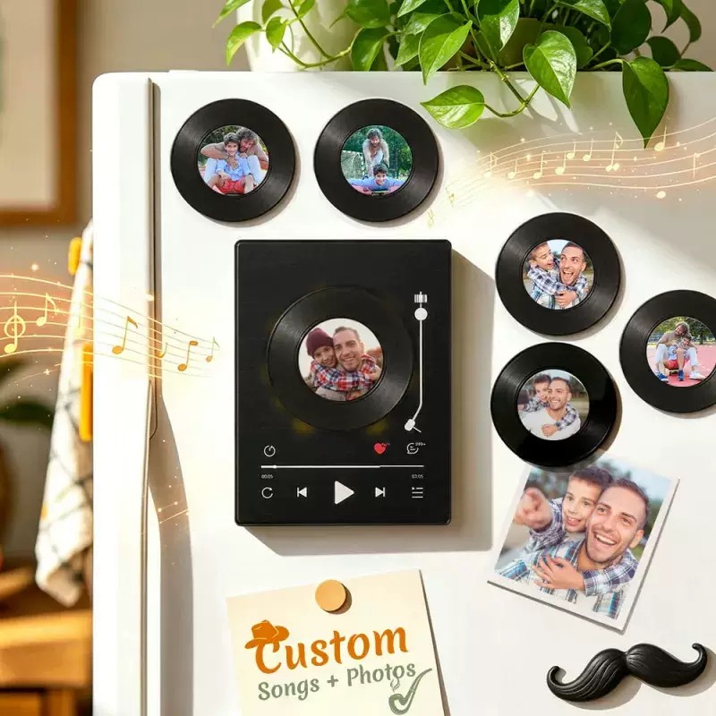 Photo music box refrigerator magnet.