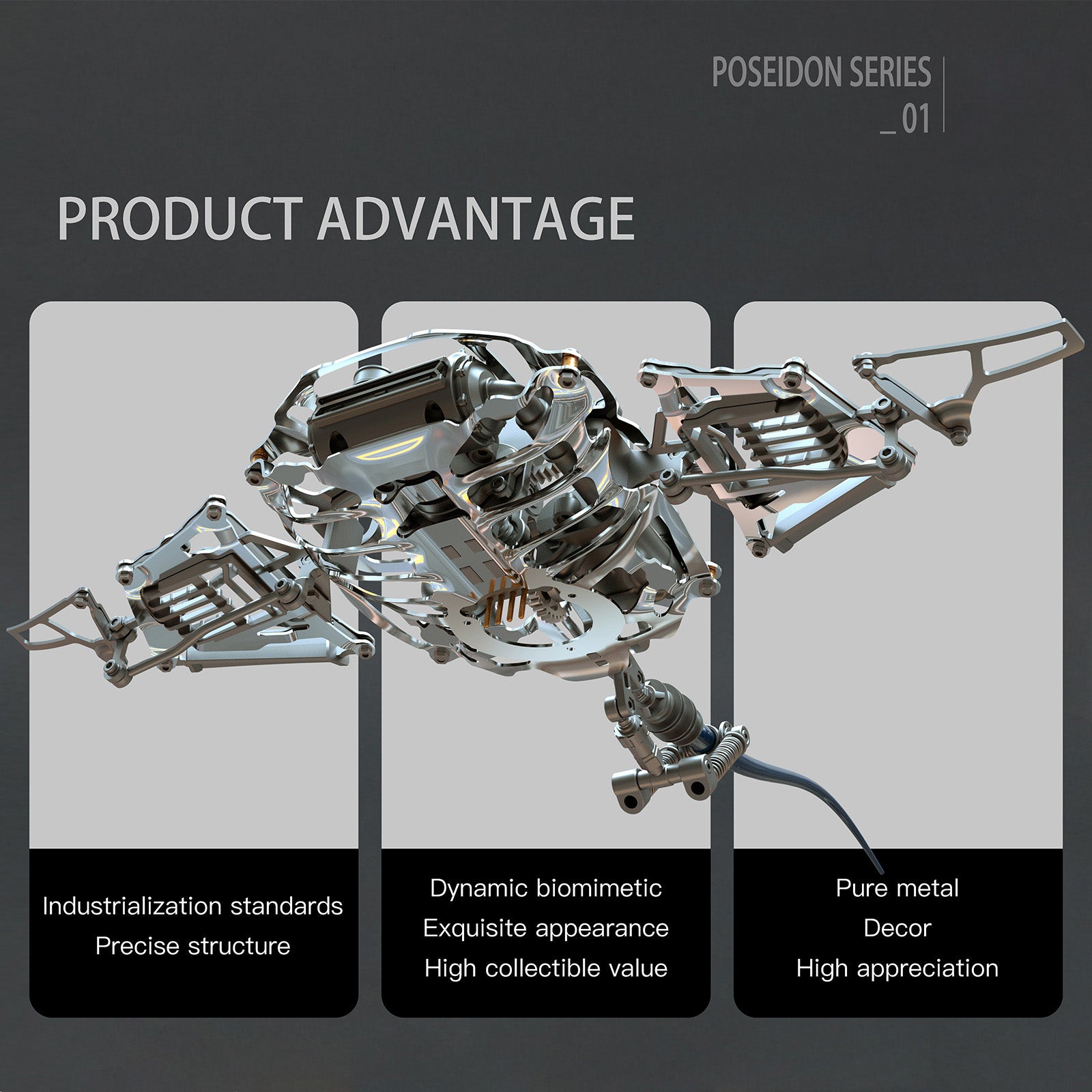 Steampunk Mobula Manta Ray Mechanical 3D Metal Model Building Kits 200+PCS