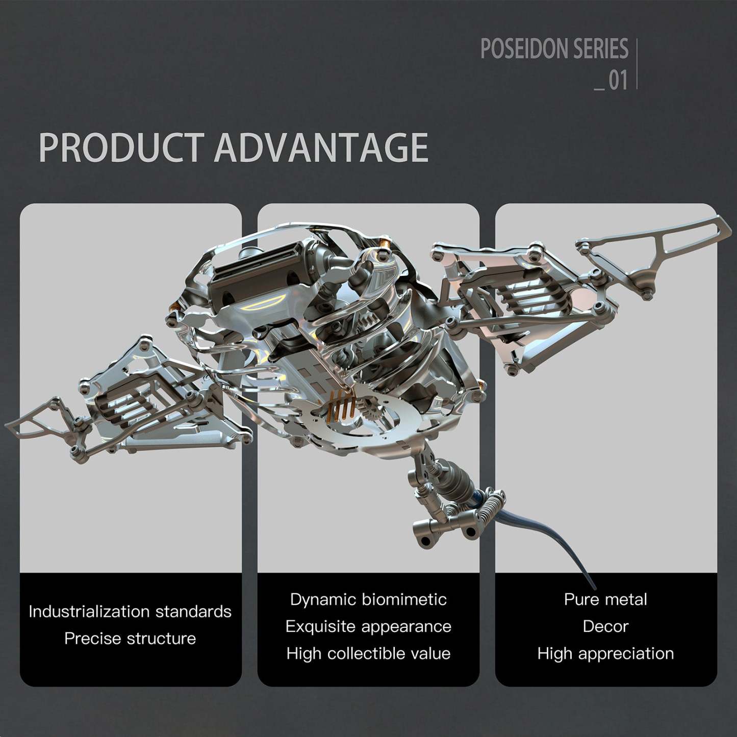 Steampunk Mobula Manta Ray Mechanical 3D Metal Model Building Kits 200+PCS