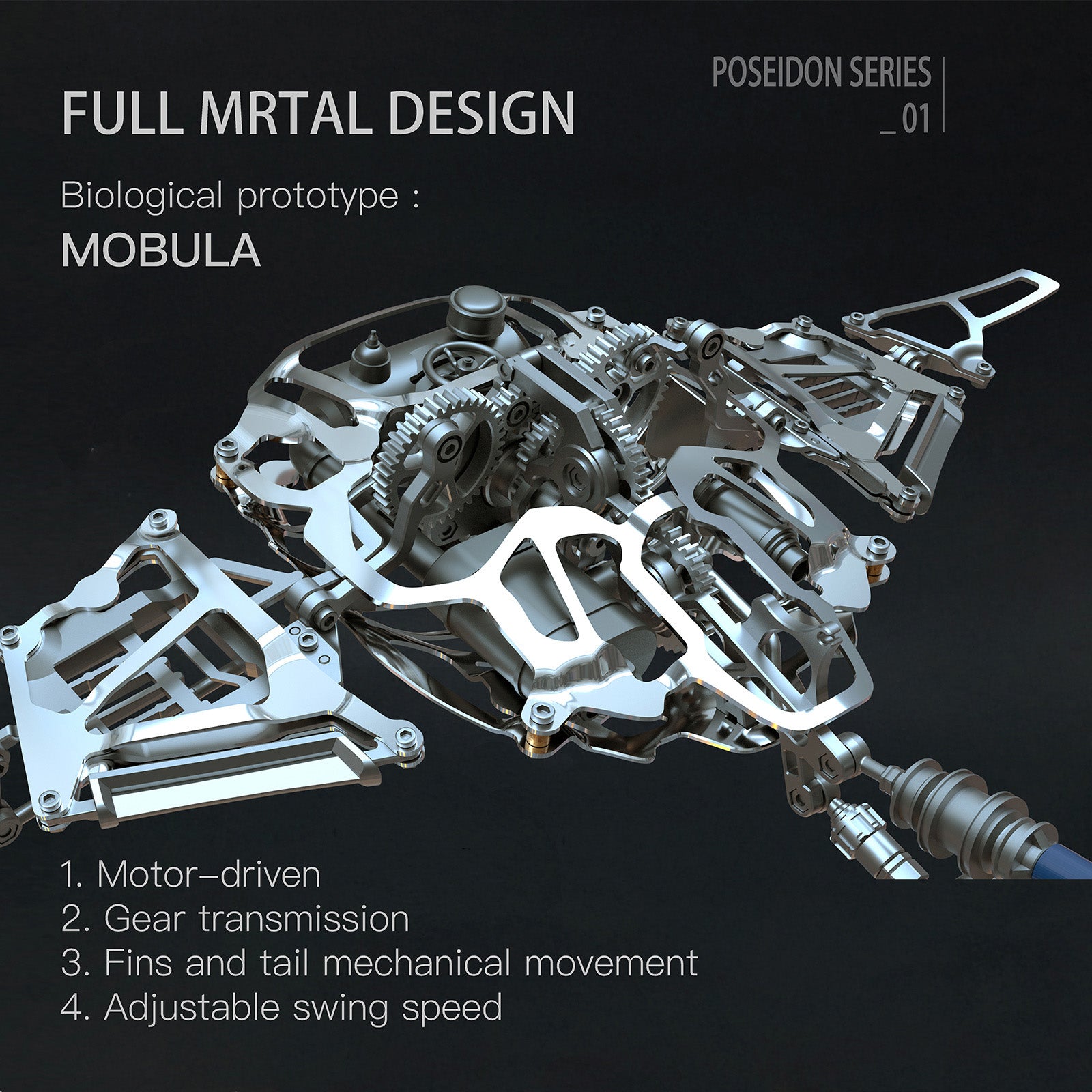 Steampunk Mobula Manta Ray Mechanical 3D Metal Model Building Kits 200+PCS