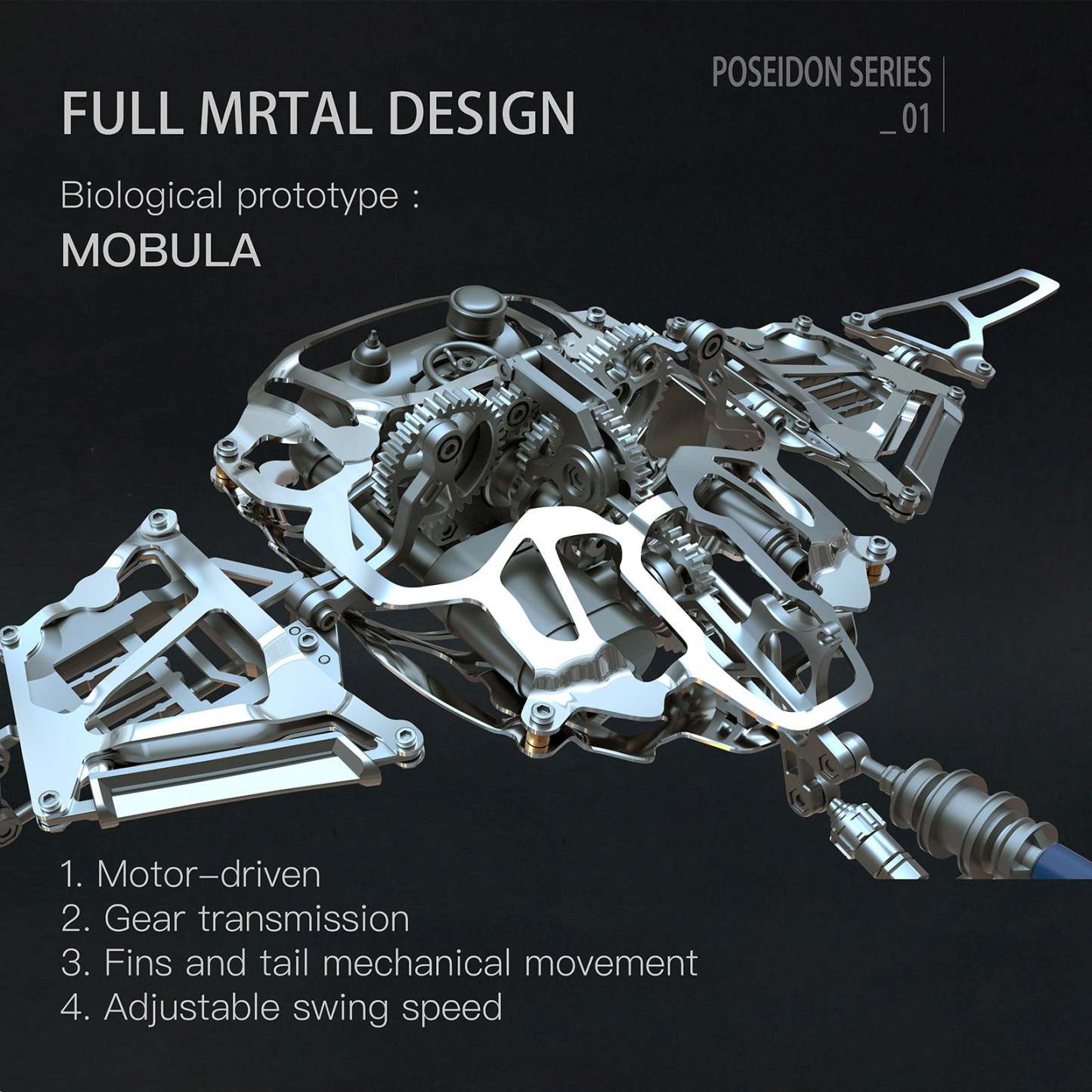Steampunk Mobula Manta Ray Mechanical 3D Metal Model Building Kits 200+PCS
