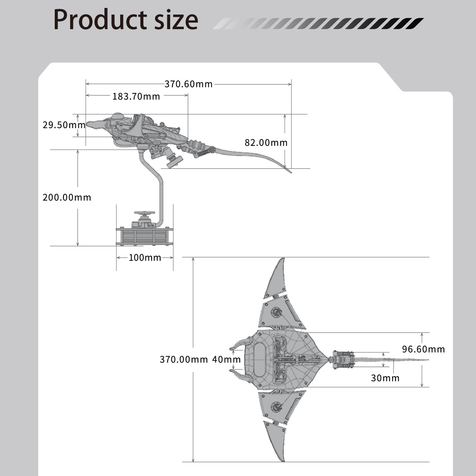 Steampunk Mobula Manta Ray Mechanical 3D Metal Model Building Kits 200+PCS