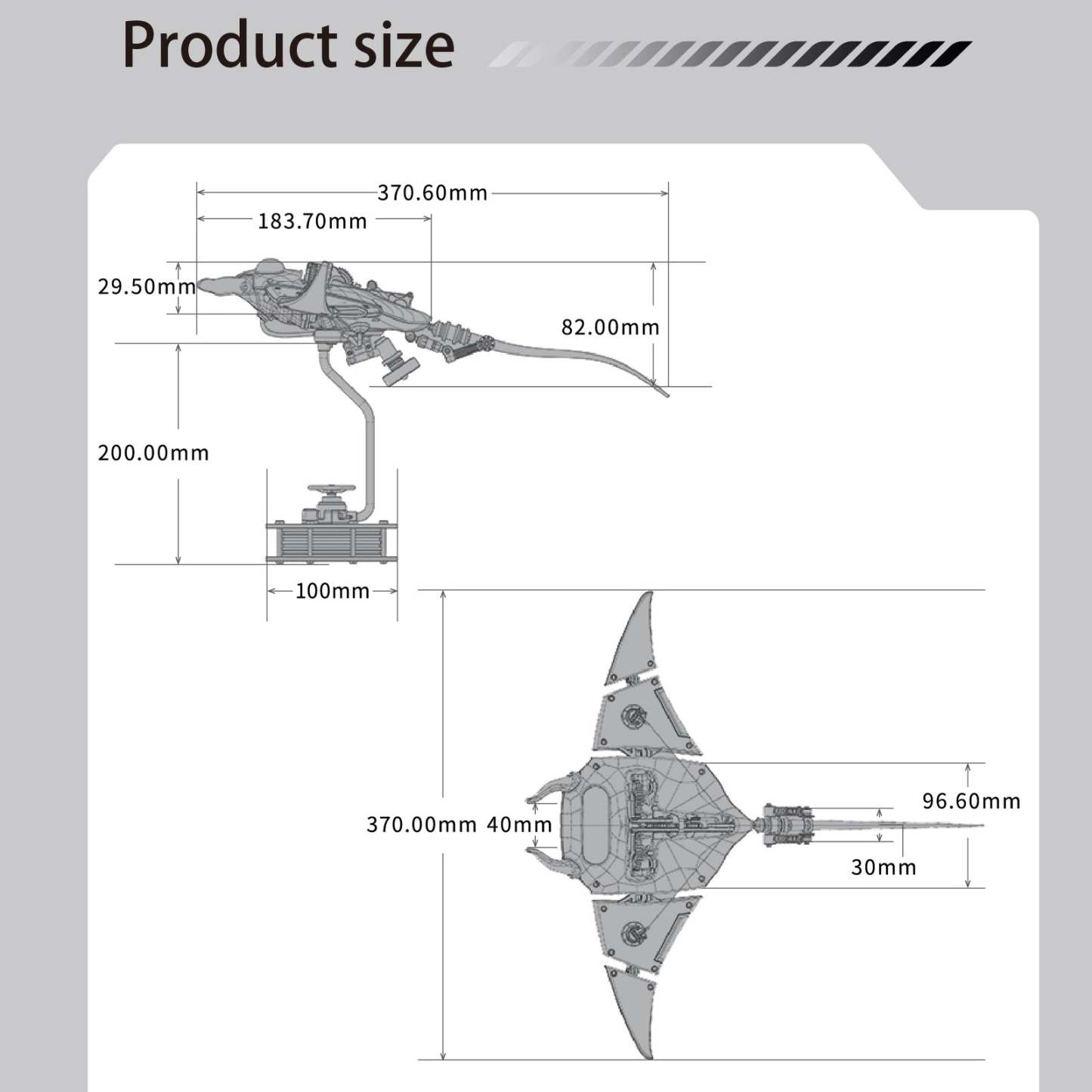 Steampunk Mobula Manta Ray Mechanical 3D Metal Model Building Kits 200+PCS