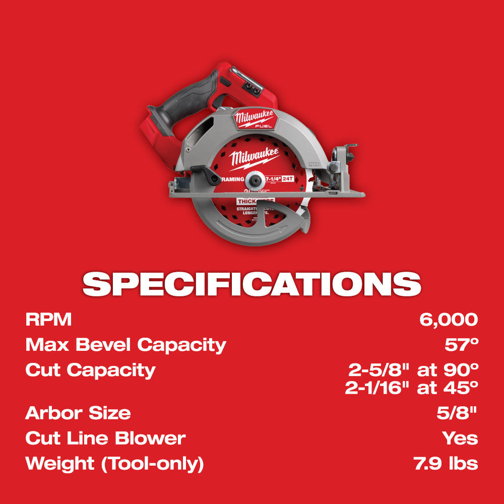 M18 FUEL 18V 7-1/4" Cordless Circular Saw - Bare Tool