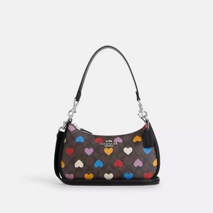 Coathtch  Teri Shoulder Bag In Signature Canvas With Heart Print