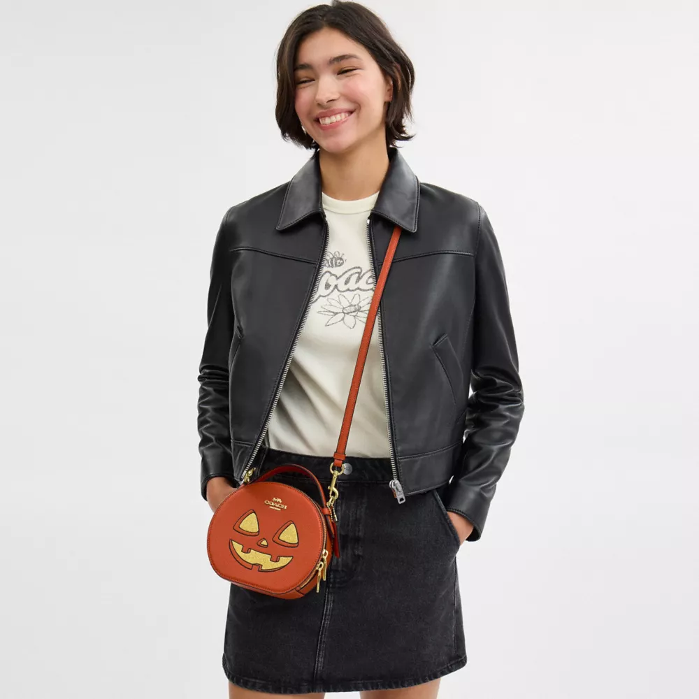 Canteen Crossbody Bag With Halloween Pumpkin Print